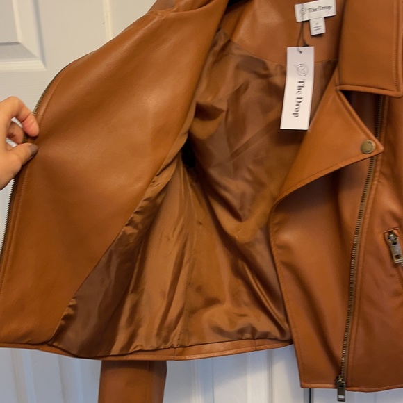 The Drop Brown Motorcycle Biker Jacket - small - Picture 4 of 6